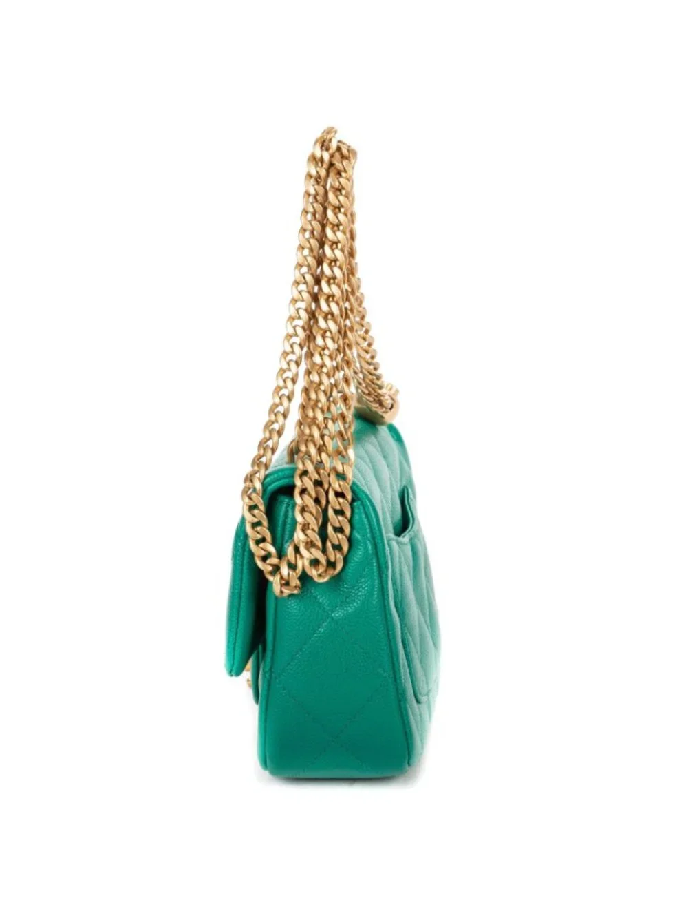 Chanel Mini Sweetheart Crush Flap Bag Green Quilted Caviar Leather